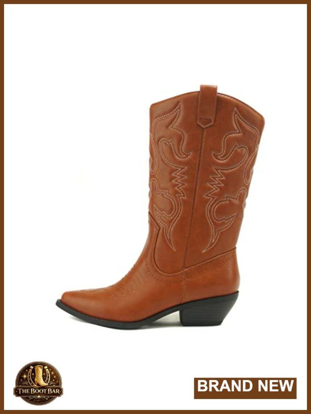 Faux Suede Pointed Toe Stacked Heel Western Ankle Bootie Slip On
